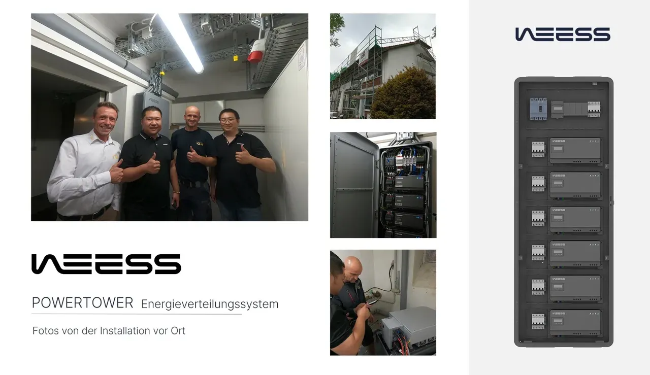 Project team following installation of the WEESS Powertower energy distribution system